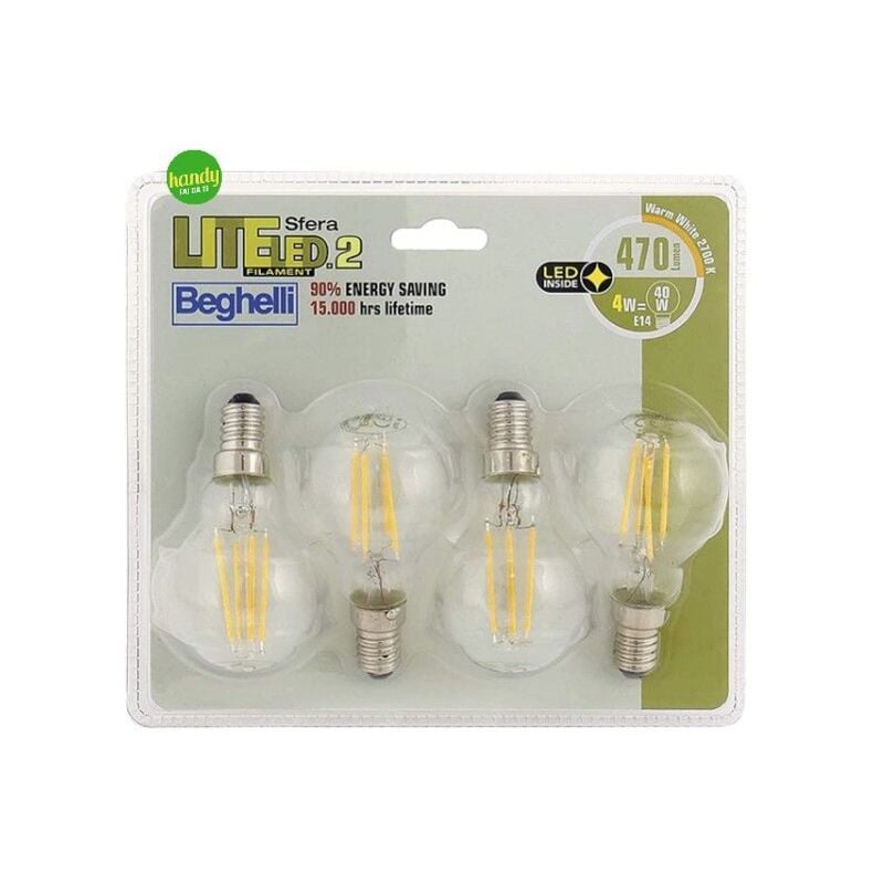 foto del prodotto lampadina led a sfera beghelli 4,0 w 40 w e14 4.000 k lucecalda pz 4