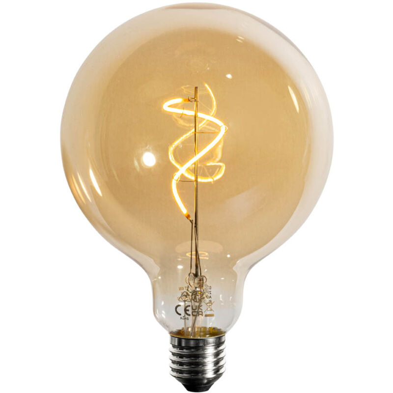 foto del prodotto lampadina led a spirale dimmerabile e27, filamento dorato g125 4w 270lm 2200k luedd