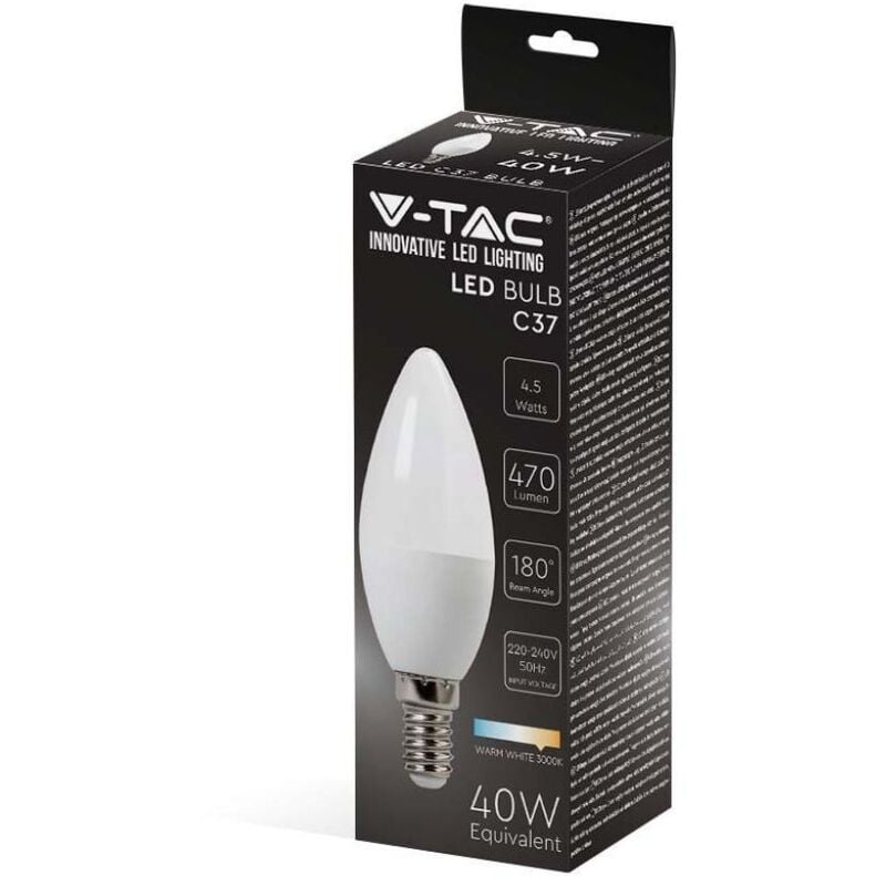 foto del prodotto lampadina led attacco e14 da 4,5w candela bianco naturale v tac