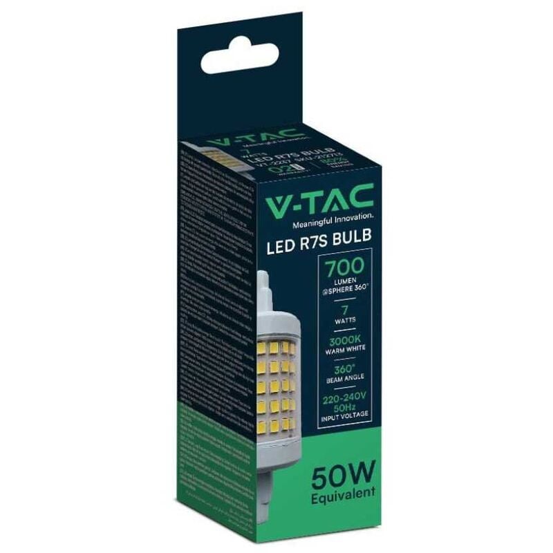 foto del prodotto lampadina led attacco r7s da 7w bianco caldo lunghezza 78mm v tac