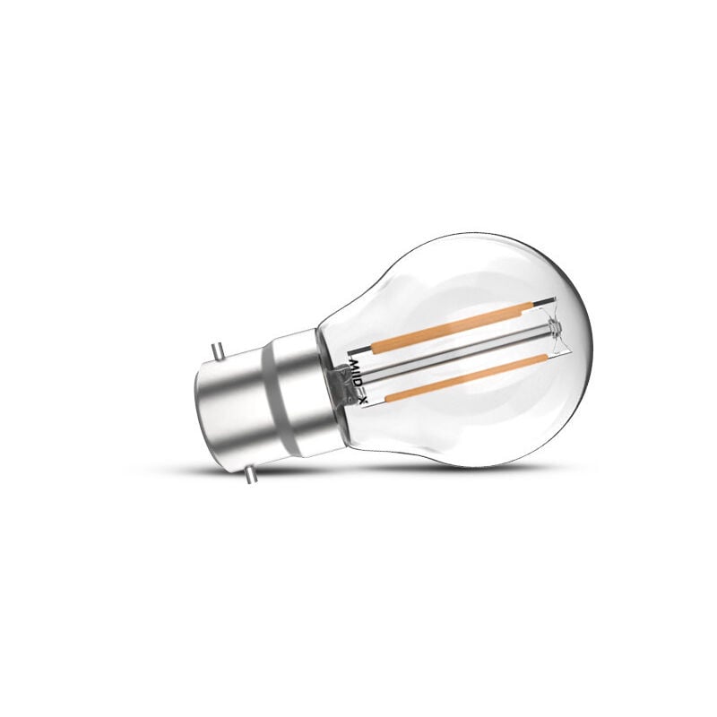 foto del prodotto lampadina led b22 g45 4w filament bianco hot 2700k globo trasparente risparmio energetico