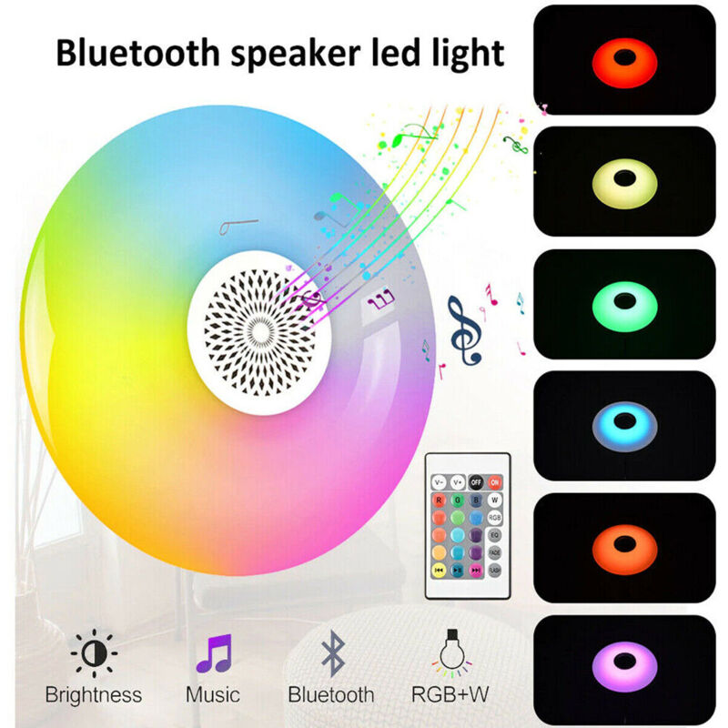 foto del prodotto lampadina led bluetooth ufo luce bianca rgb lampada 48w cassa altoparlante music
