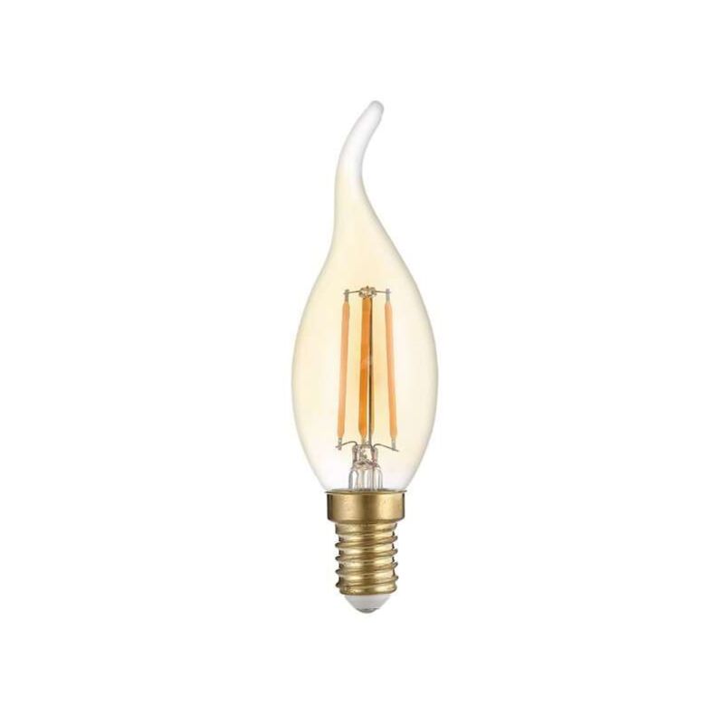 foto del prodotto lampadina led c35 fiamma vento soffiaggio filament 4w vetro dorato dimmerabile e14 bianco molto caldo 2500k