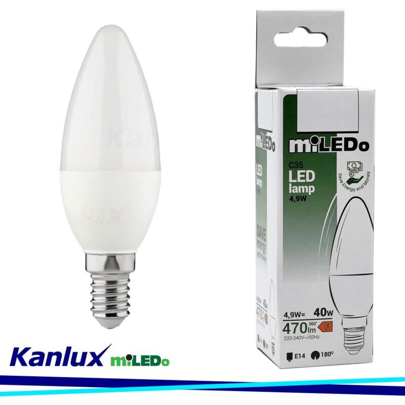 foto del prodotto lampadina led c35 n 4,9w e14 ww kanlux luce calda