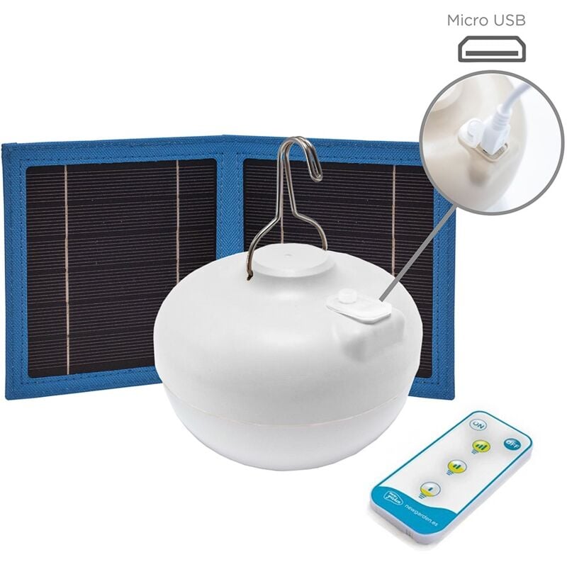 foto del prodotto lampadina led cherry con carica solare, batteria ricaricabile e telecomando. 900 lumen di luce calda