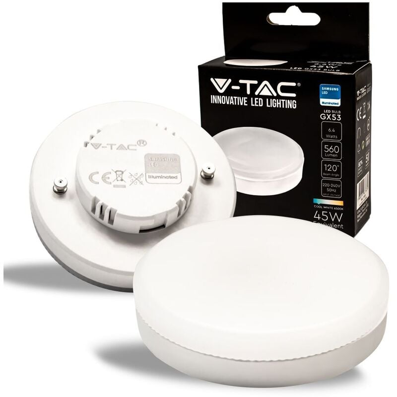 foto del prodotto lampadina led chip samsung attacco gx53 da 6,4w bianco freddo v tac