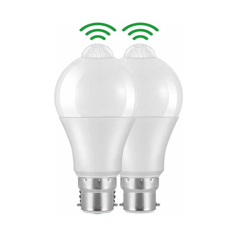 foto del prodotto lampadina led con sensore di movimento a baionetta b22, 12 w, 1020 lm, bianco freddo 6000 k, cir 85, ip42 impermeabile a risparmio energetico, non