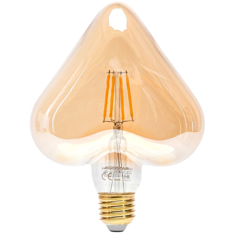 foto del prodotto lampadina led cuore vintage a filamento e27 a 4w decorativa bianco caldo 1800k aigostar