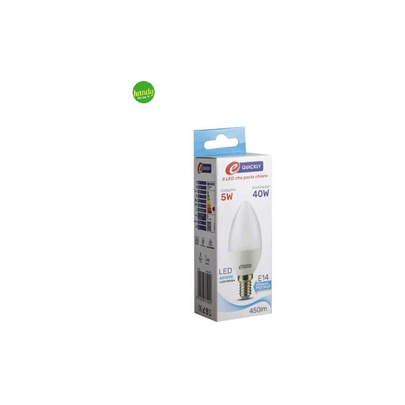 foto del prodotto lampadina led e quickly 5w 6000k candela c37 e 14