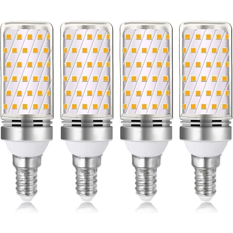 foto del prodotto lampadina led e14 16w bianco caldo 3000k 1600lm, equivalente a lampada alogena e14 100w 120w, ac 230v, non dimmerabile, 4 pezzi