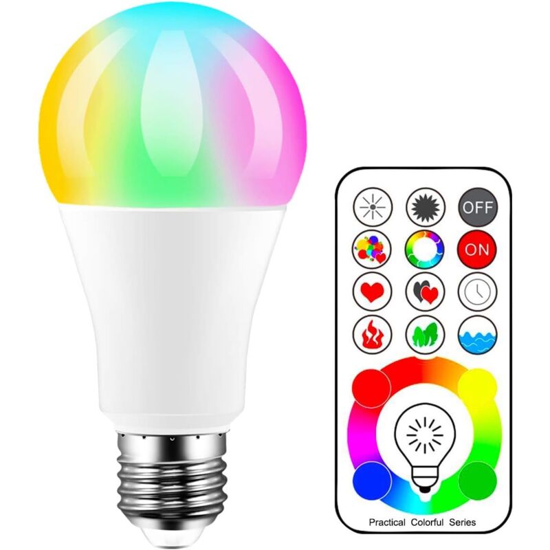foto del prodotto lampadina led e14 lampadine a colori led, 70 w equivalenti, edison che cambia colore rgb lampadina dimmerabile bianca 120 scelte di colore 10 w