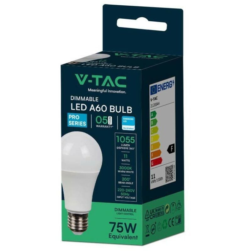 foto del prodotto lampadina led e27 11w bulb a60 goccia smd chip samsung dimmerabile pro vt 262d sku 2120044