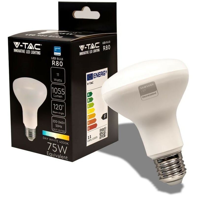 foto del prodotto lampadina led e27 11w reflector r80 smd chip samsung sku 21135 21136 bianco caldo