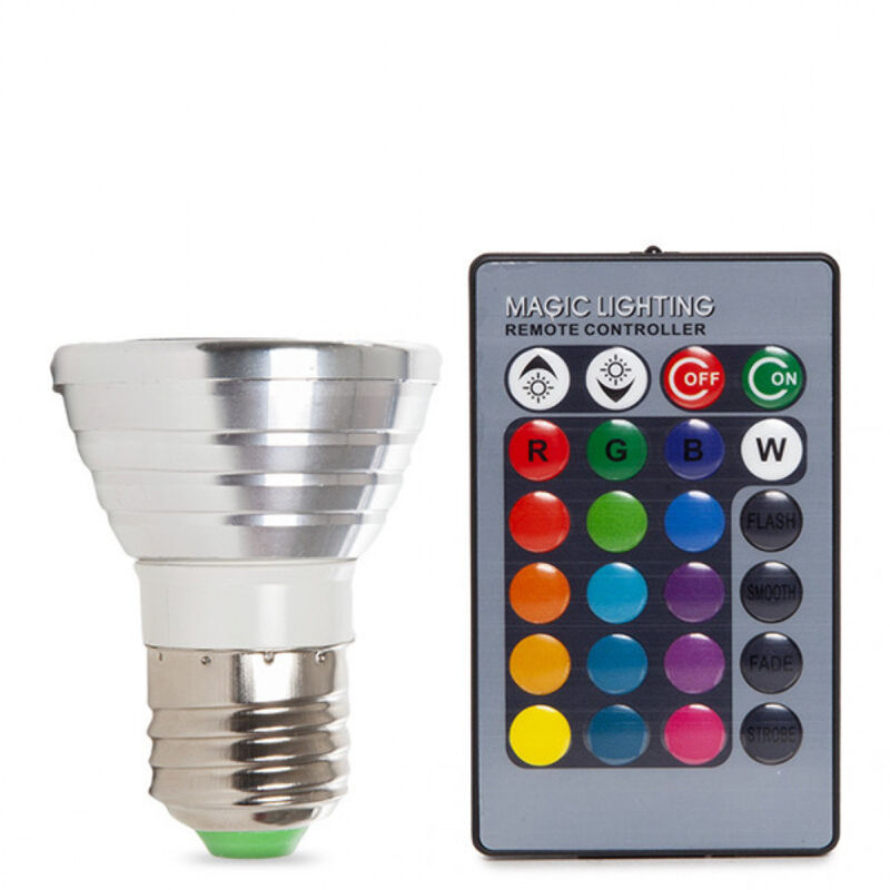 foto del prodotto lampadina led e27 3w rgb telecomando 40.000h pl187220 e27 
