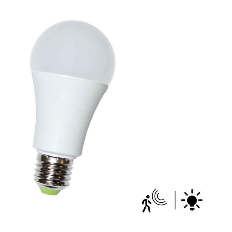 foto del prodotto lampadina led e27 a60 7w sensore di movimento e sensore bianco caldo