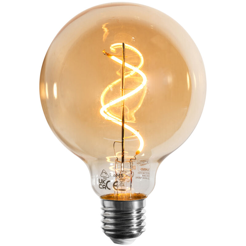 foto del prodotto lampadina led e27 dimmerabile a filamento a spirale g95 oro 4w 270 lm 2100k luedd