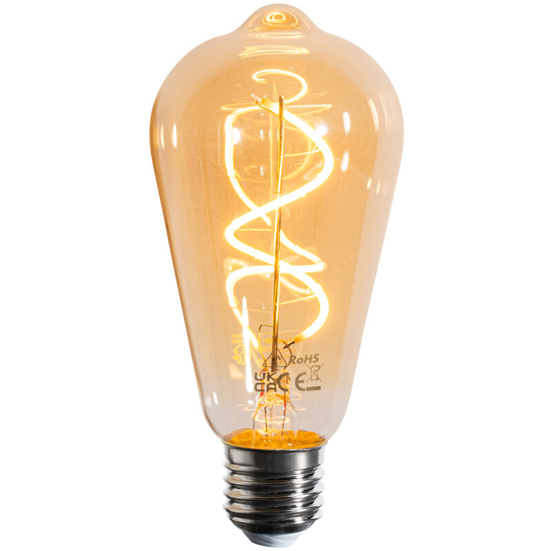 foto del prodotto lampadina led e27 dimmerabile a filamento a spirale st64 oro 4w 270 lm 2100k luedd