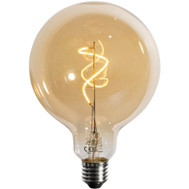 foto del prodotto lampadina led e27 dimmerabile a spirale, filamento oro g125 4w 270lm 2700k luedd