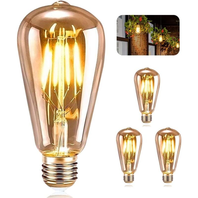 foto del prodotto lampadina led e27 vintage 1 pz lampada decorativa retr edison 4w bianco caldo