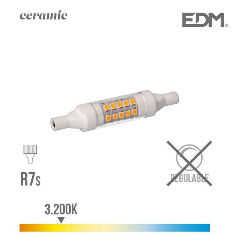 foto del prodotto lampadina led edm lineare 78mm r7s 5.5w 720lm 3000k luce calda 1.6x7.8cm