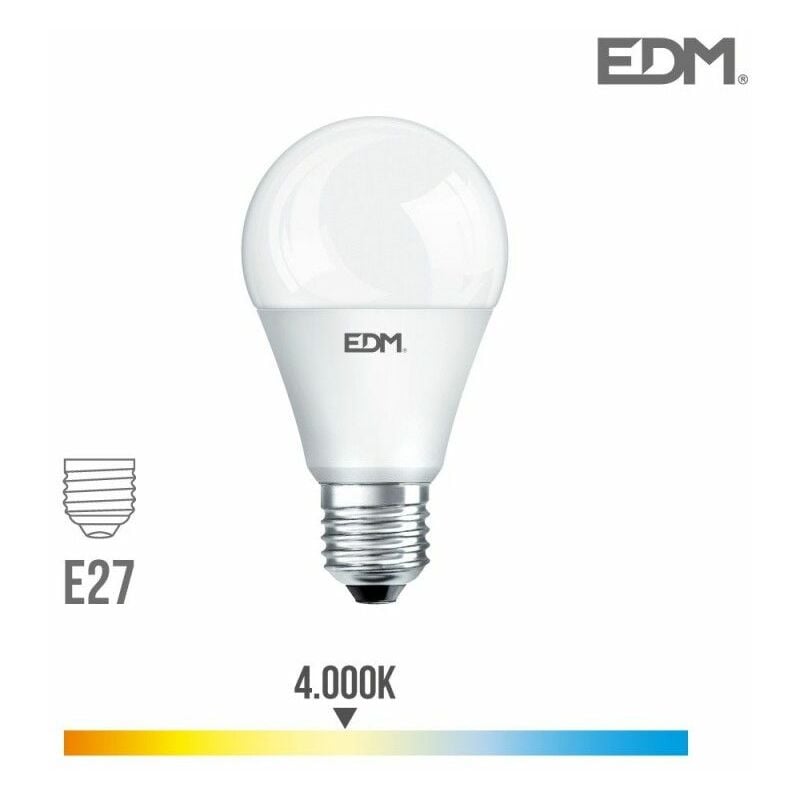 foto del prodotto lampadina led edm standard e27 12w 1154lm 4000k luce naturale 6x11cm