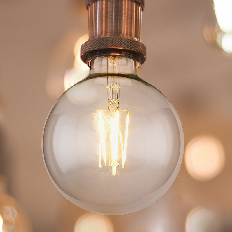 foto del prodotto lampadina led filament 7 watt bianco caldo 2700 kelvin 700 lumen attacco e27 vetro trasparente, dxh 12,5x17,5cm