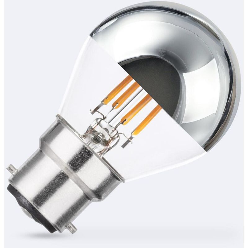 foto del prodotto lampadina led filamento b22 4w 200 lm g45 chrome reflect no flicker 2200k super caldo