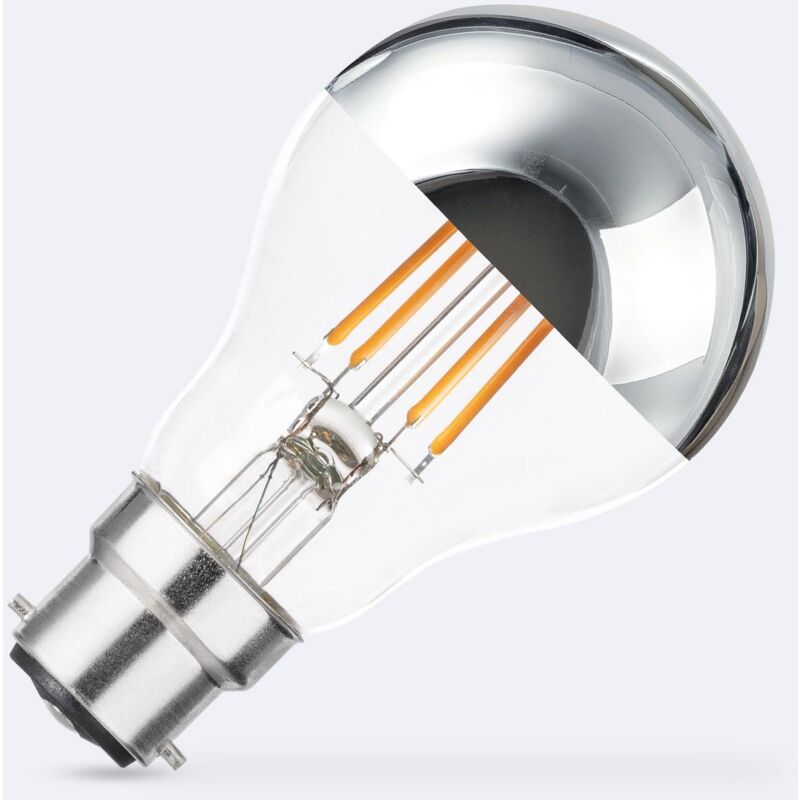 foto del prodotto lampadina led filamento b22 6w 600 lm a60 chrome reflect no flicker 2200k super caldo