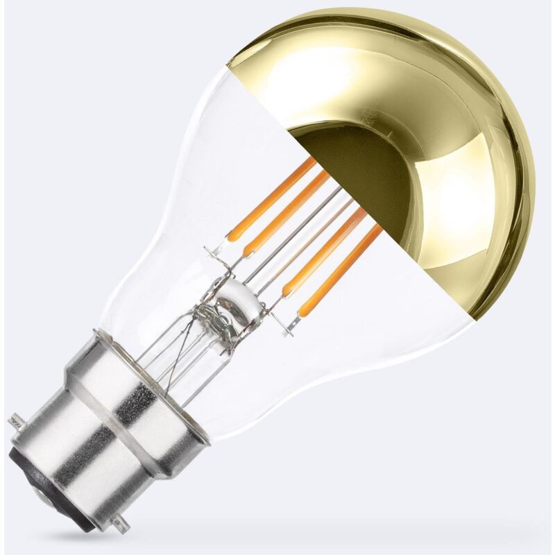 foto del prodotto lampadina led filamento b22 6w 600 lm a60 regolabile gold reflect no flicker 2200k super caldo