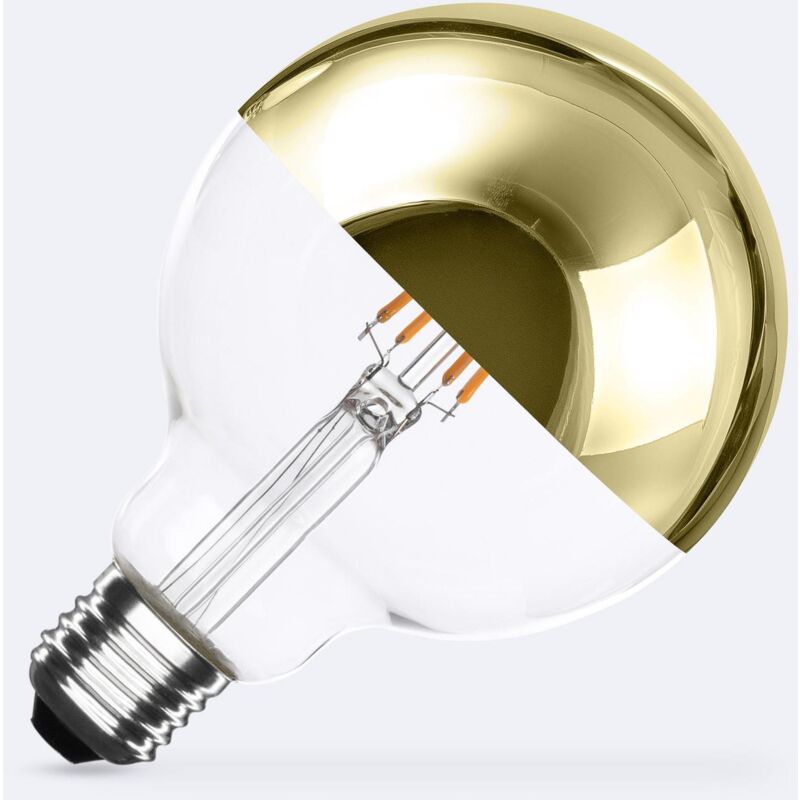 foto del prodotto lampadina led filamento e27 6w 600 lm g95 gold reflect no flicker 2200k super caldo