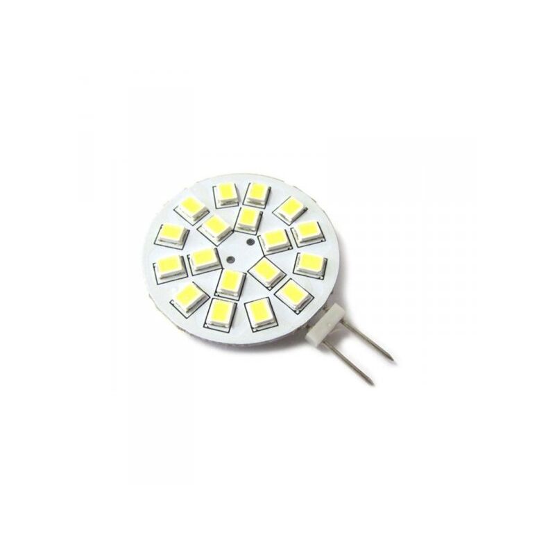 foto del prodotto lampadina led g4 bispina 10v 30v dc ac 3w 12v e 24v bianco caldo 3000k 18 smd 2835