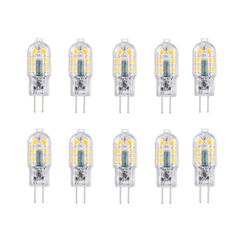 foto del prodotto lampadina led g4 promozionale aiperq 2w, lampadine alogene equivalenti a 20w, bianco freddo 6000k, 200lm, 12x smd, 12v ac dc confezione da 10