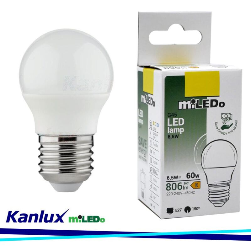 foto del prodotto lampadina led g45 n 6,5w e27 ww kanlux luce calda