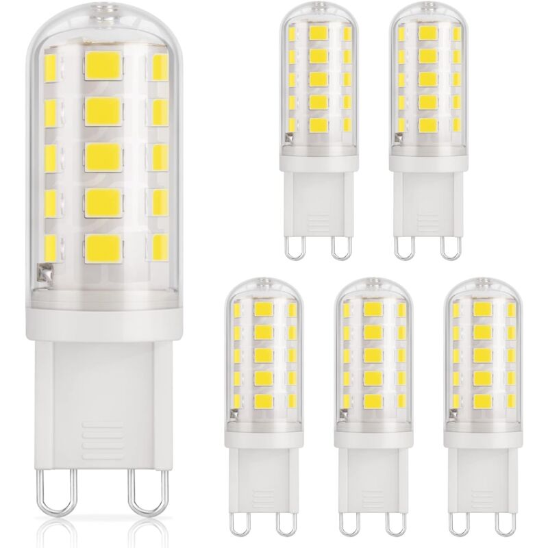 foto del prodotto lampadina led g9, 3w equivalente a una lampadina alogena da 40w, bianco freddo 6000k, 410lm, cri 85, non dimmerabile, 230v, risparmio energetico,