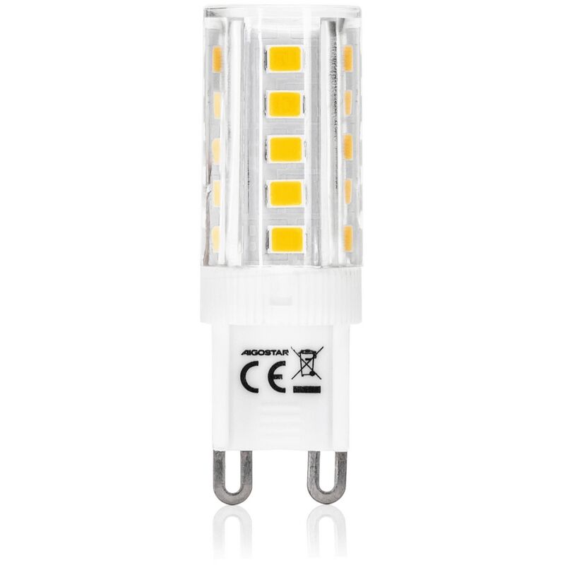 foto del prodotto lampadina led g9 a capsula 3,5w smd trasparente bianco caldo 3000k aigostar
