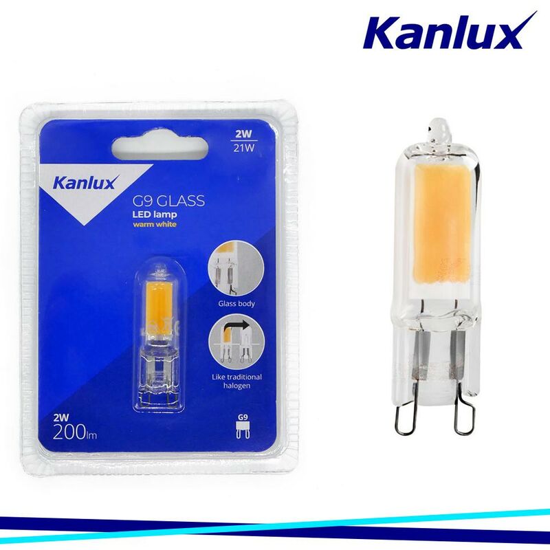 foto del prodotto lampadina led g9 glass led2w ww kanlux luce calda