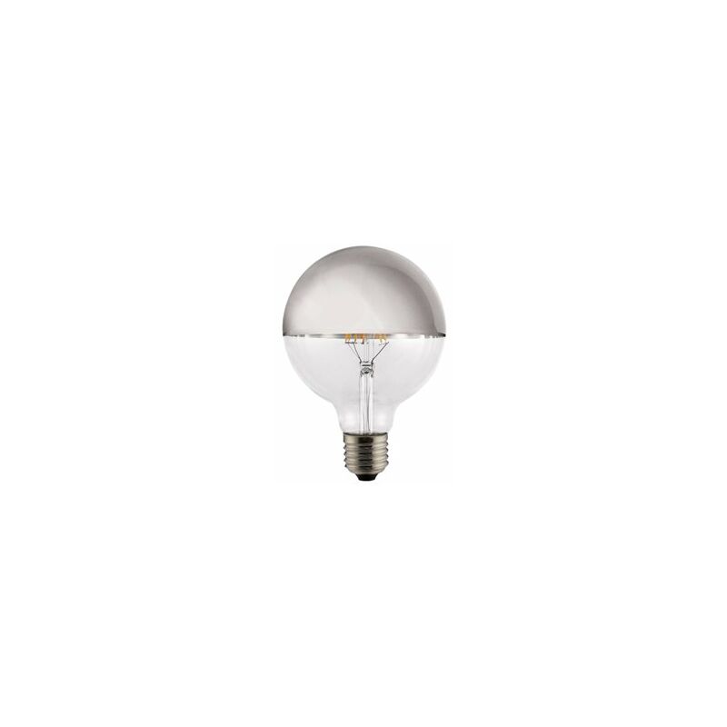 foto del prodotto lampadina led g95 argento da 8w con effetto specchio