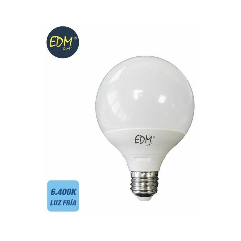 foto del prodotto lampadina led globo edm e27 10w 932lm 6400k luce fredda 95x141mm