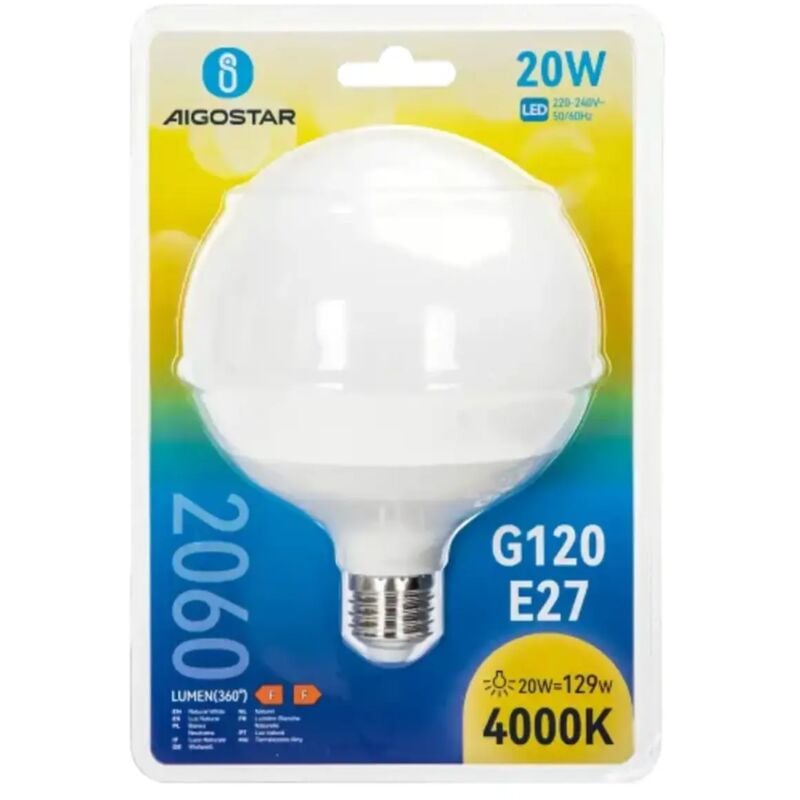 foto del prodotto lampadina led globo lampadario a120 e27 20 watt f bianco naturale