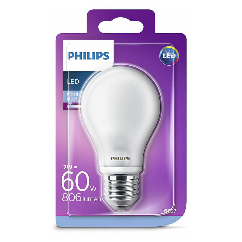 foto del prodotto lampadina led goccia philips e27 7w 60w 6500k