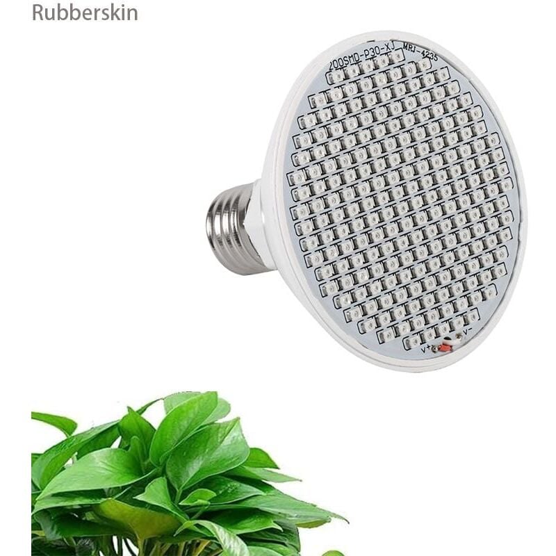 foto del prodotto lampadina led grow light 24w, e27 ad alta potenza, spettro completo, pannello 200led, serra idroponica, led, pianta, fiore, vaso, luce di crescita