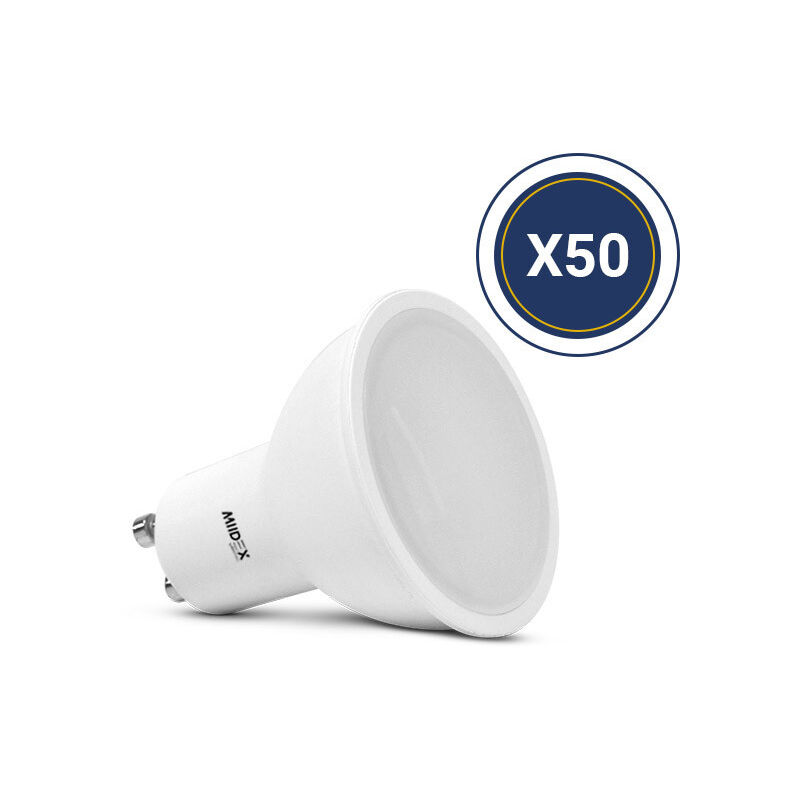 foto del prodotto lampadina led gu10 5,4w 3000k bianco caldo 650lm confezione da 50