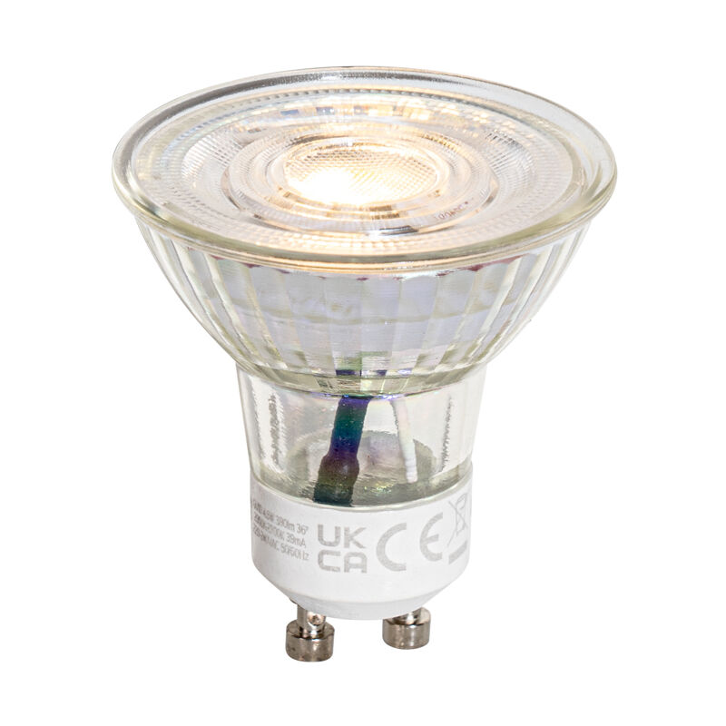 foto del prodotto lampadina led gu10 50mm dimmerabile a 3 livelli in kelvin trasparente 4,5w 380 lm 2000 2700k luedd