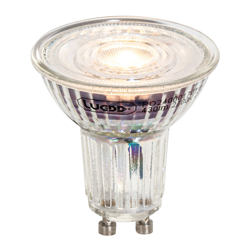 foto del prodotto lampadina led gu10 50mm dimmerabile trasparente 4.9w 430 lm 2700k luedd
