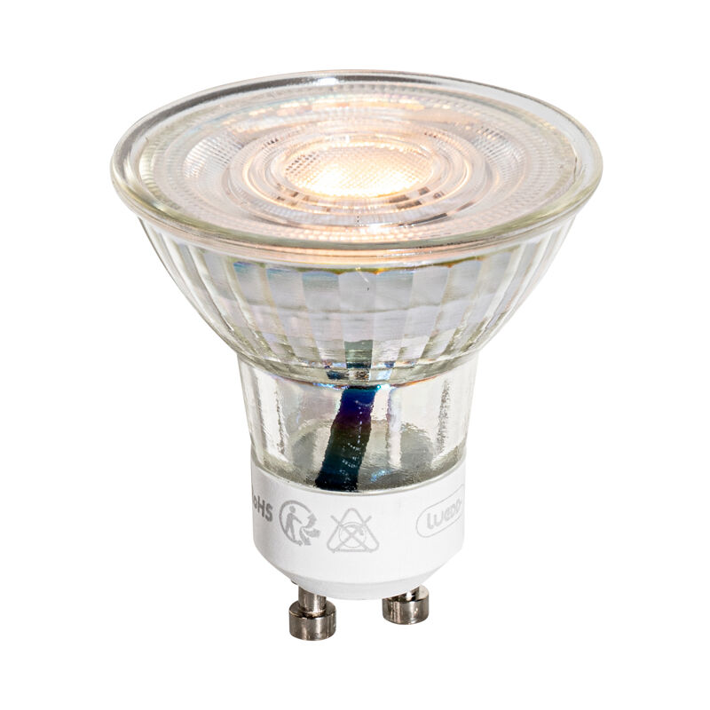 foto del prodotto lampadina led gu10 50mm trasparente 3w 200 lm 2200k luedd