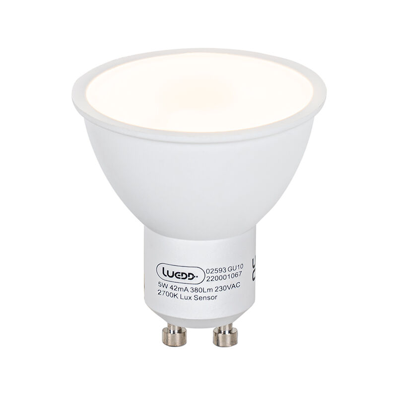 foto del prodotto lampadina led gu10 con sensore crepuscolare 5w 380lm 2700k luedd