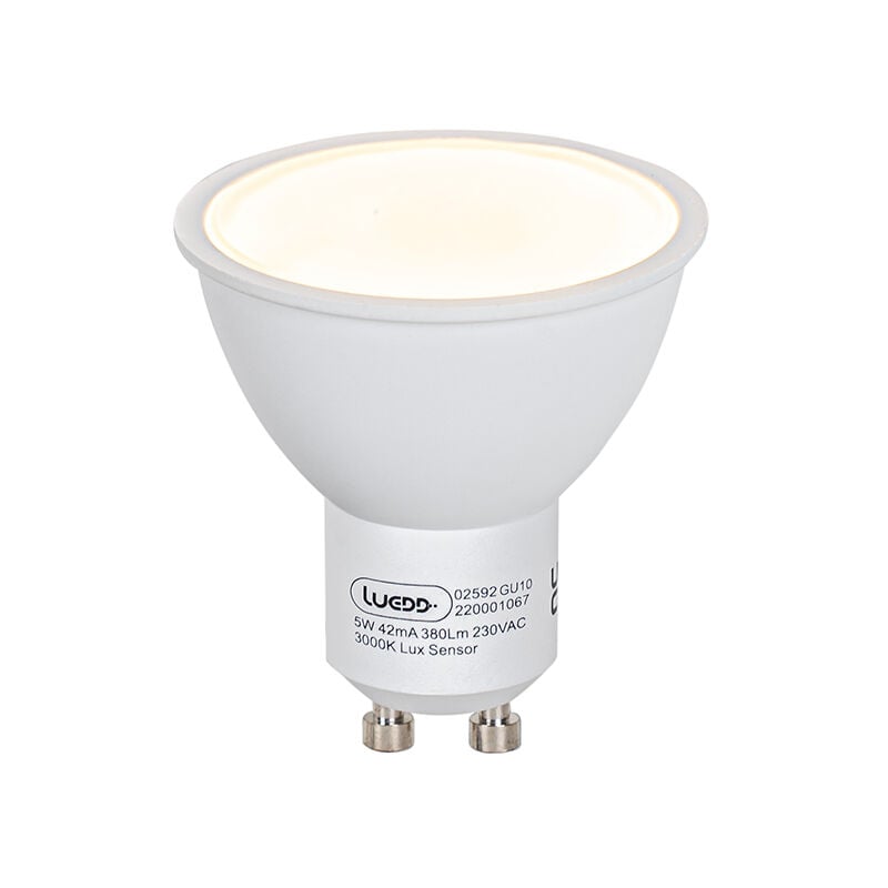 foto del prodotto lampadina led gu10 con sensore crepuscolare 5w 380lm 3000k luedd