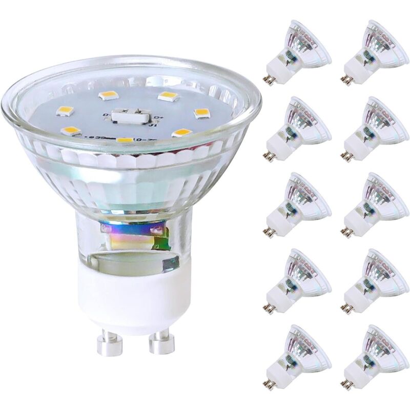 foto del prodotto lampadina led gu10 da 5 w bianco neutro con riflettore confezione da 10 gbly sostituisce la lampadina a incandescenza da 50 w lampada a risparmio