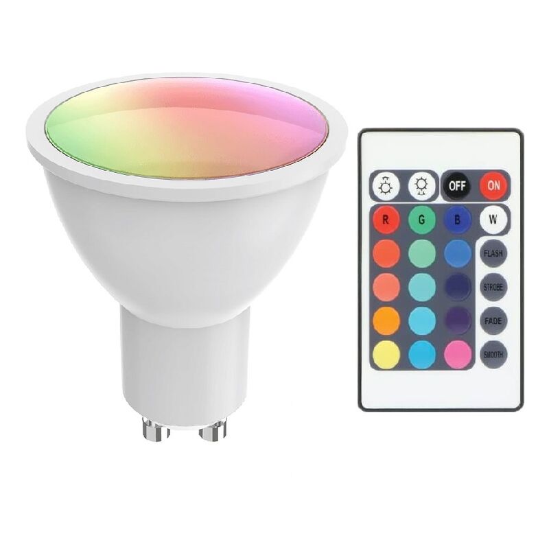 foto del prodotto lampadina led gu10 rgb w da 5w 400lm dimmerabile con telecomando imperia
