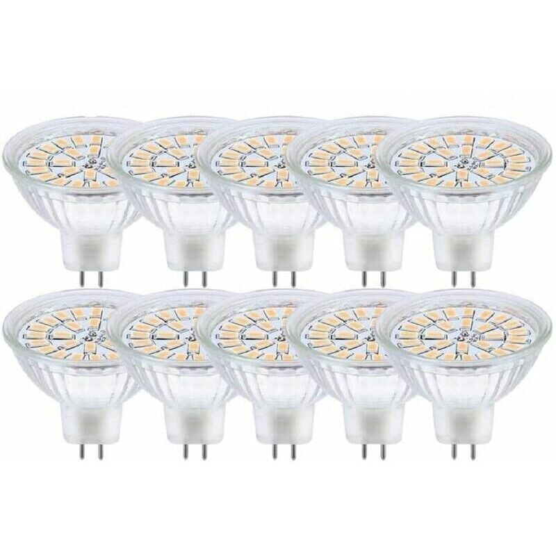 foto del prodotto lampadina led gu5.3, mr16 led 12v 3w equivalente a lampada alogena da 30w, bianco caldo 3000k, lampadine led non dimmerabili, confezione da 10